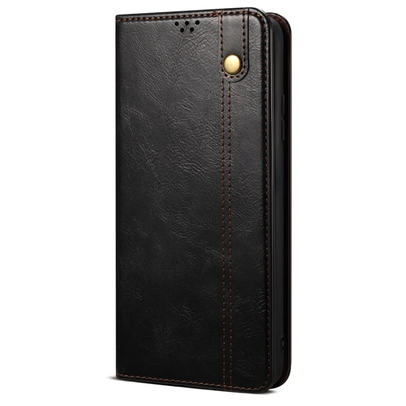 For Xiaomi Poco F6 Pro 5G / Redmi K70 5G / K70 Pro 5G Leather Case Wallet Waxy Crazy Horse Texture Stand Cover - Black
