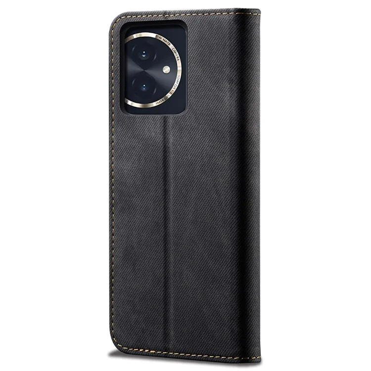 Per Honor 100 5G Custodia Portafoglio Tessuto di Jeans Texture in Pelle PU Cover Supporto - Nero