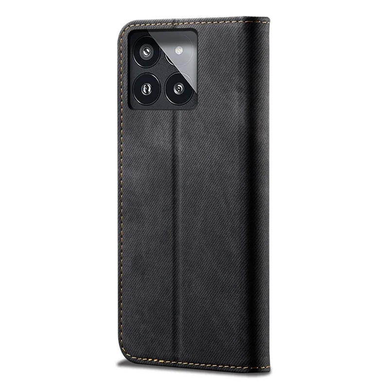Pour Xiaomi Poco F6 Pro 5G / Redmi K70 5G / K70 Pro 5G Housse Étui Texture Jeans Cuir PU Portefeuille Étui Support - Noir