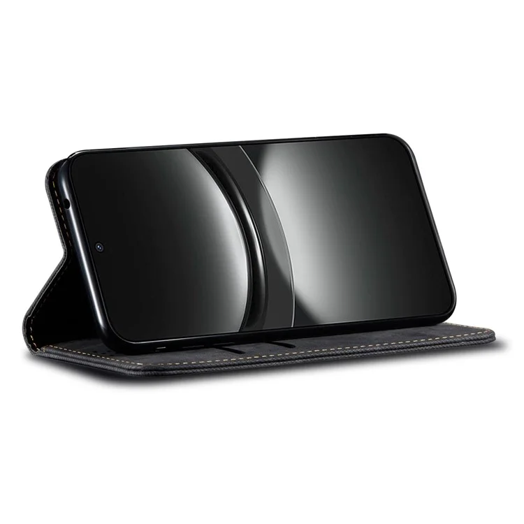 Pour Huawei nova 12 5G Étui avec portefeuille Texture en jean Cuir PU Housse de protection pour téléphone - Noir