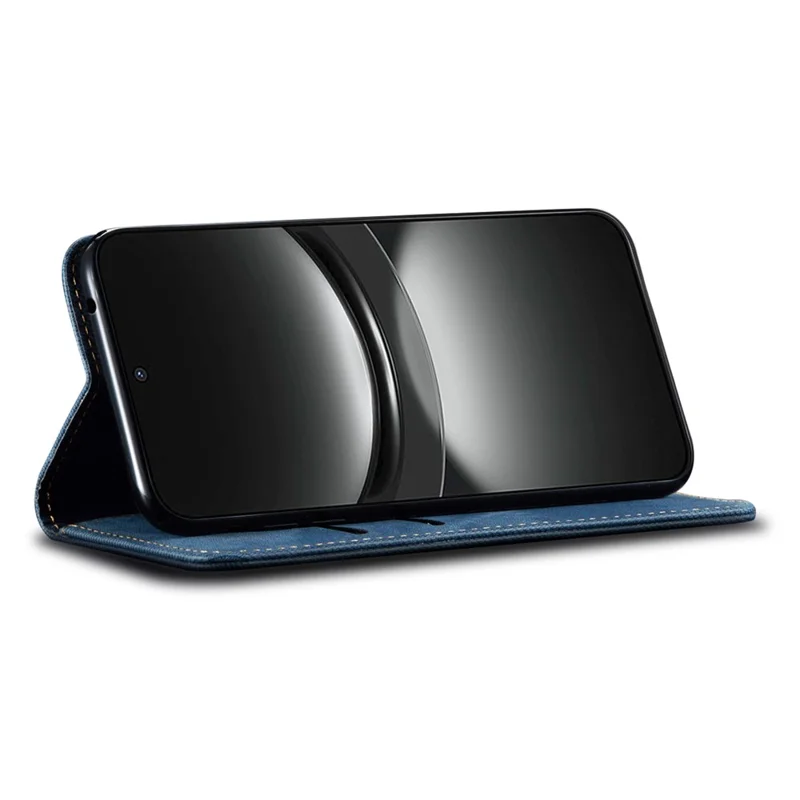 For Huawei nova 12 5G Case with Wallet Jeans Cloth Texture PU Leather Phone Cover Protector - Blue