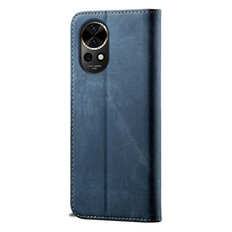 For Huawei nova 12 5G Case with Wallet Jeans Cloth Texture PU Leather Phone Cover Protector - Blue