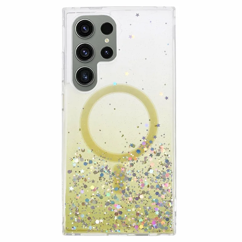 Série JTW pour Samsung Galaxy S24 Ultra Coque de téléphone magnétique Slim-Fit Epoxy TPU+Coque en acrylique - Jaune