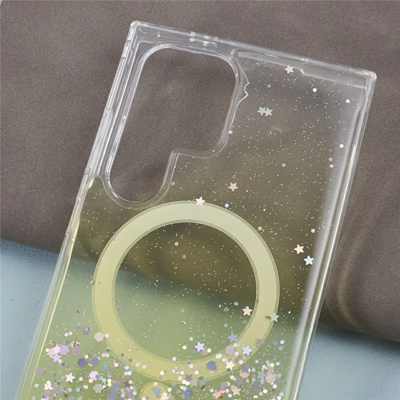 Série JTW pour Samsung Galaxy S24 Ultra Coque de téléphone magnétique Slim-Fit Epoxy TPU+Coque en acrylique - Jaune