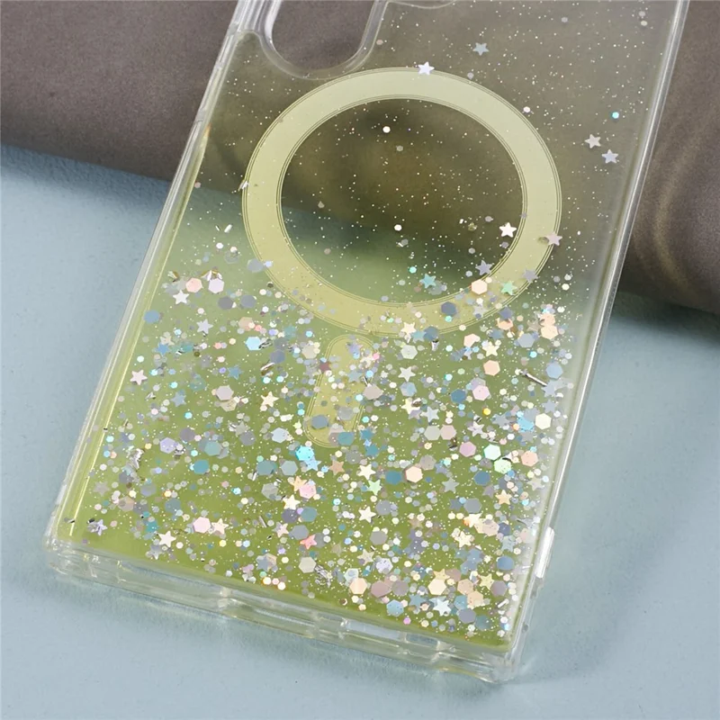 Série JTW pour Samsung Galaxy S24 Ultra Coque de téléphone magnétique Slim-Fit Epoxy TPU+Coque en acrylique - Jaune