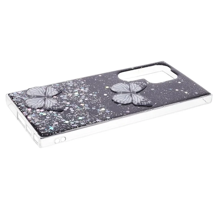Série AW pour étui Samsung Galaxy S23 Ultra Case TPU+PVC Epoxy Back Cover avec grand trou pour objectif arrière - Noir