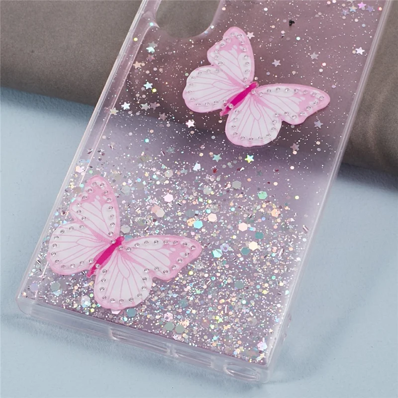 AW Series For Samsung Galaxy S24 Ultra TPU+PVC Case Sparkle Epoxy Big Rear Lens Hole Phone Back Shell - Pink