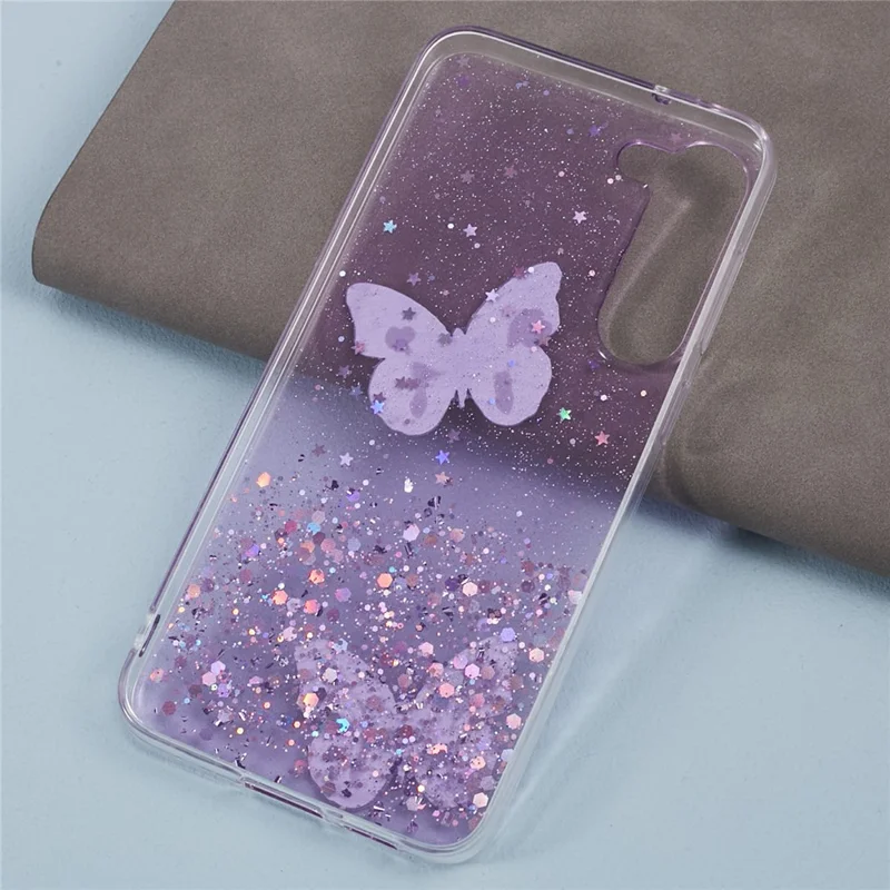 AW-Serie für Samsung Galaxy S23 Sparkle Epoxy Case TPU+PVC Großes Rücklinsenhalter-Schutzhülle - Lila