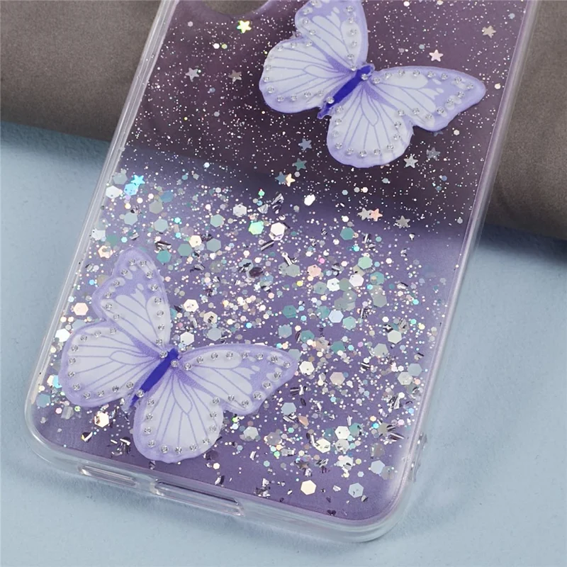 AW-Serie für Samsung Galaxy S23 Sparkle Epoxy Case TPU+PVC Großes Rücklinsenhalter-Schutzhülle - Lila