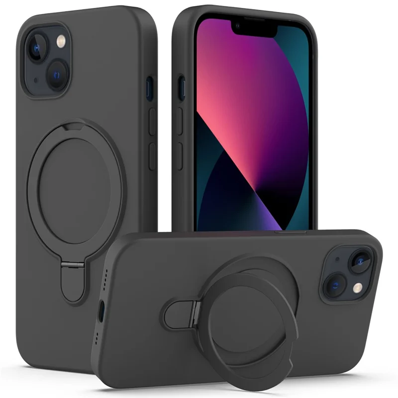 Capa para iPhone 13 PC + Silicone com Suporte Magnético - Preto e Cinza