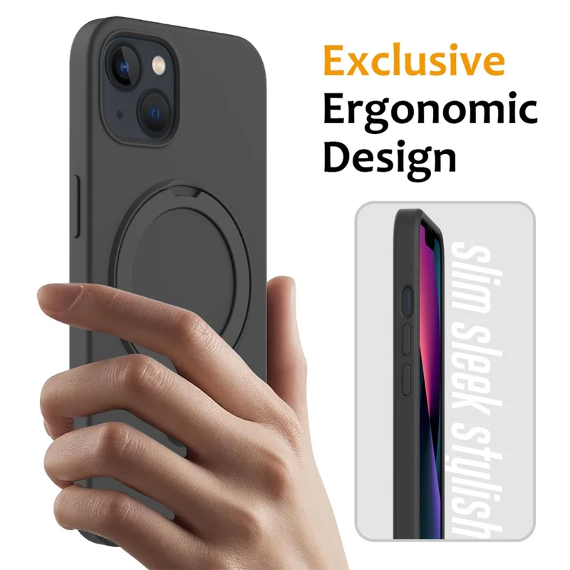 Capa para iPhone 13 PC + Silicone com Suporte Magnético - Preto e Cinza