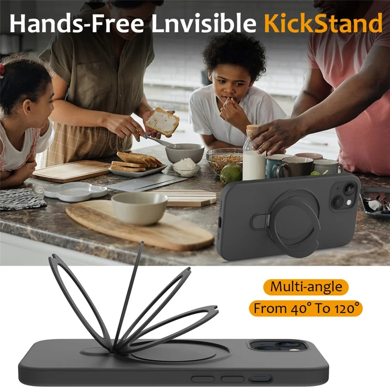 Capa para iPhone 13 PC + Silicone com Suporte Magnético - Preto e Cinza