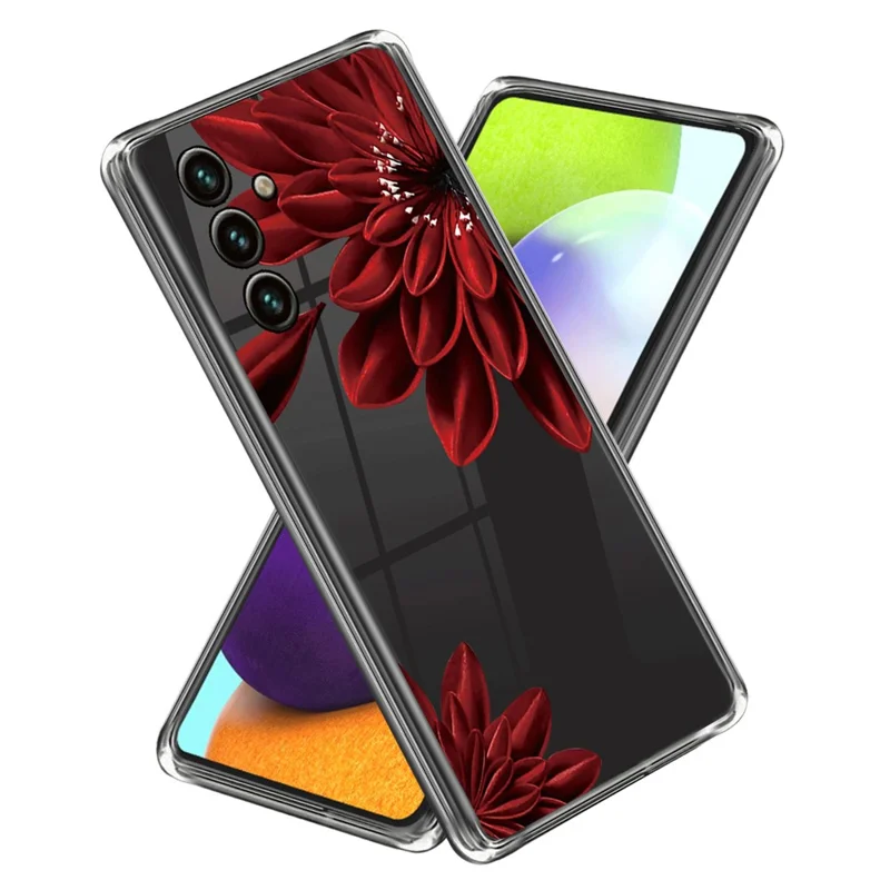 For Samsung Galaxy A35 5G TPU Phone Case Protective Pattern Printing Shell Cover - Red Flower