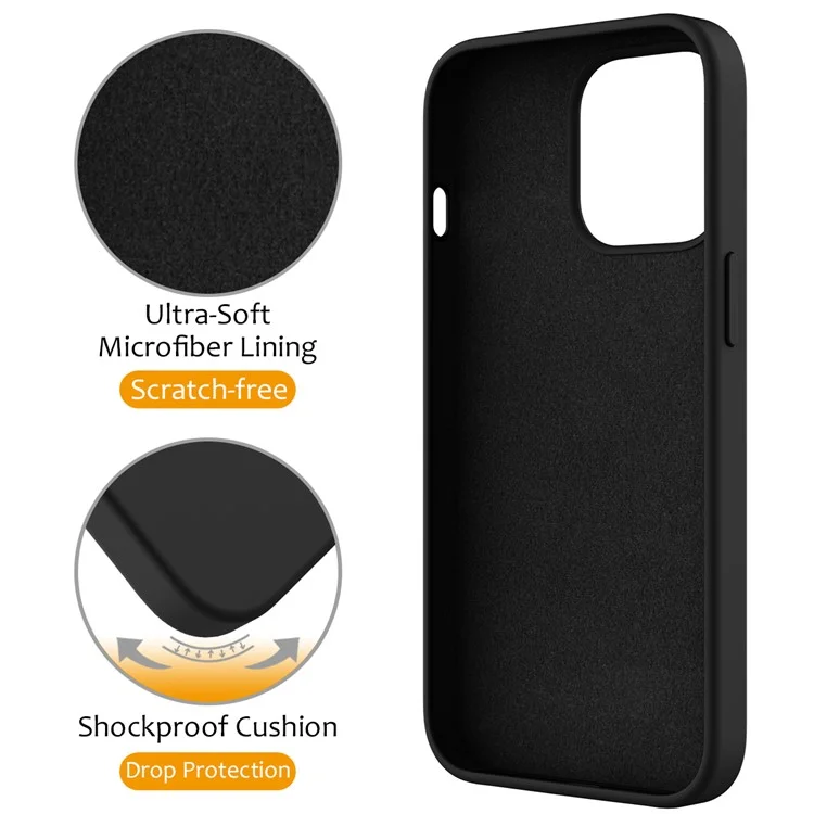 For iPhone 13 Pro Max Magnetic Case Ring Kickstand PC + Silicone Phone Cover - Black