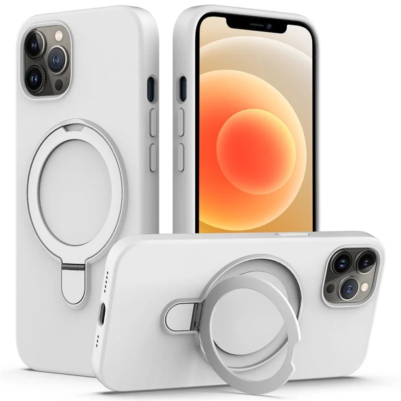 Til iPhone 12 / 12 Pro hylse med fold ud hylse, kompatibel med MagSafe - Hvid