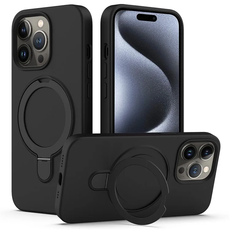 Para iPhone 15 Pro Funda Magnética Anillo de Soporte Anti-caída - Negro
