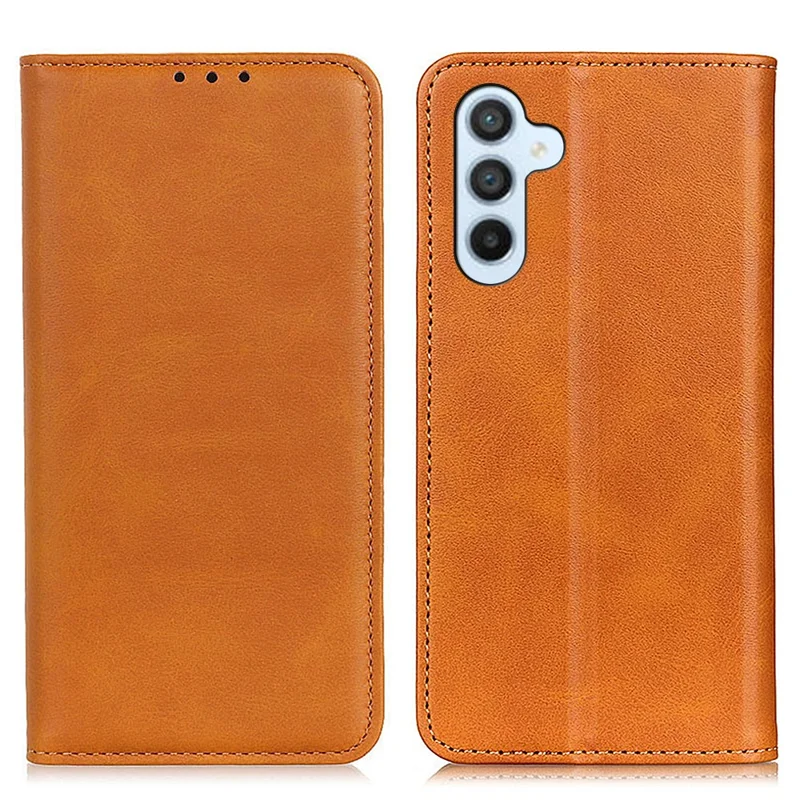For Samsung Galaxy A35 5G Split Leather Wallet Case Full Body Protective Phone Cover - Brown