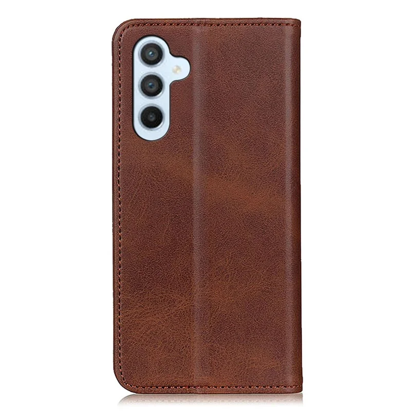 For Samsung Galaxy A35 5G Split Leather Wallet Case Full Body Protective Phone Cover - Coffee