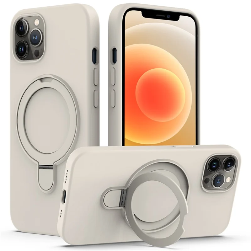 Per iPhone 12 Pro Max Custodia magnetica in PC + Silicone con supporto ad anello - Bianco Antico