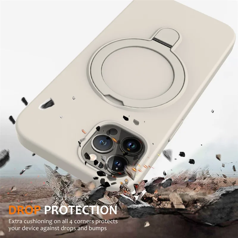 Per iPhone 12 Pro Max Custodia magnetica in PC + Silicone con supporto ad anello - Bianco Antico