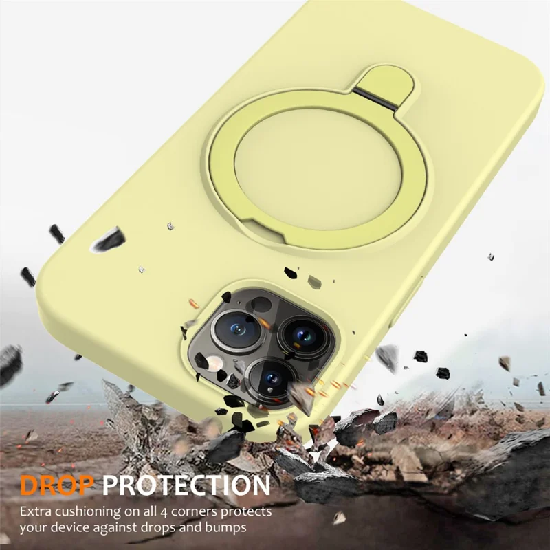 Magnetisk skal till iPhone 12 Pro Max PC + Silicon med ring och ställfot - Gul