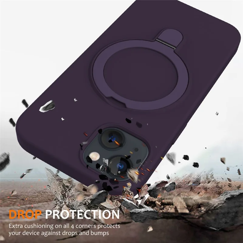 For iPhone 14 Plus Kickstand Case PC + Silicone Phone Cover Compatible with MagSafe - Dark Purple