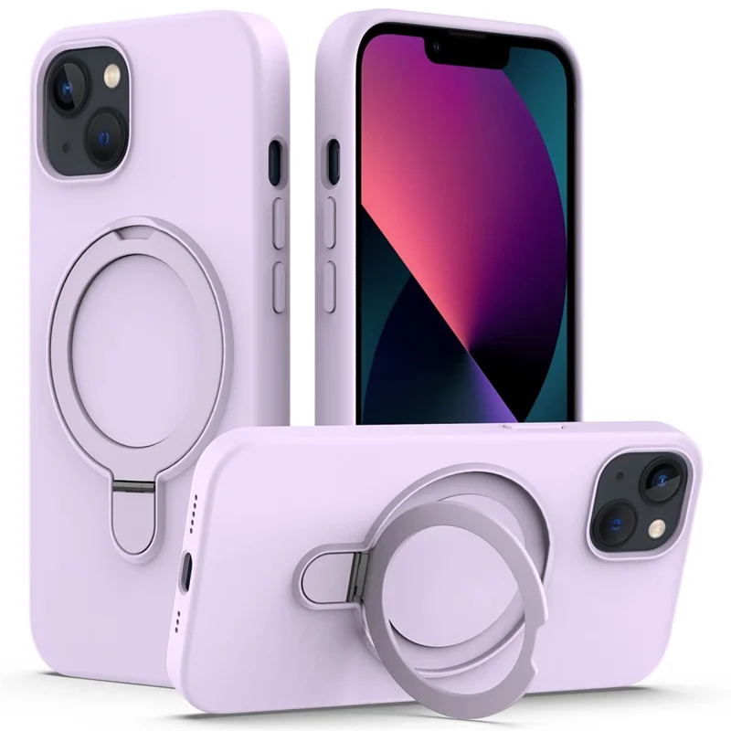 Pour la coque magnétique iPhone 14 avec support de bague et support - Violet