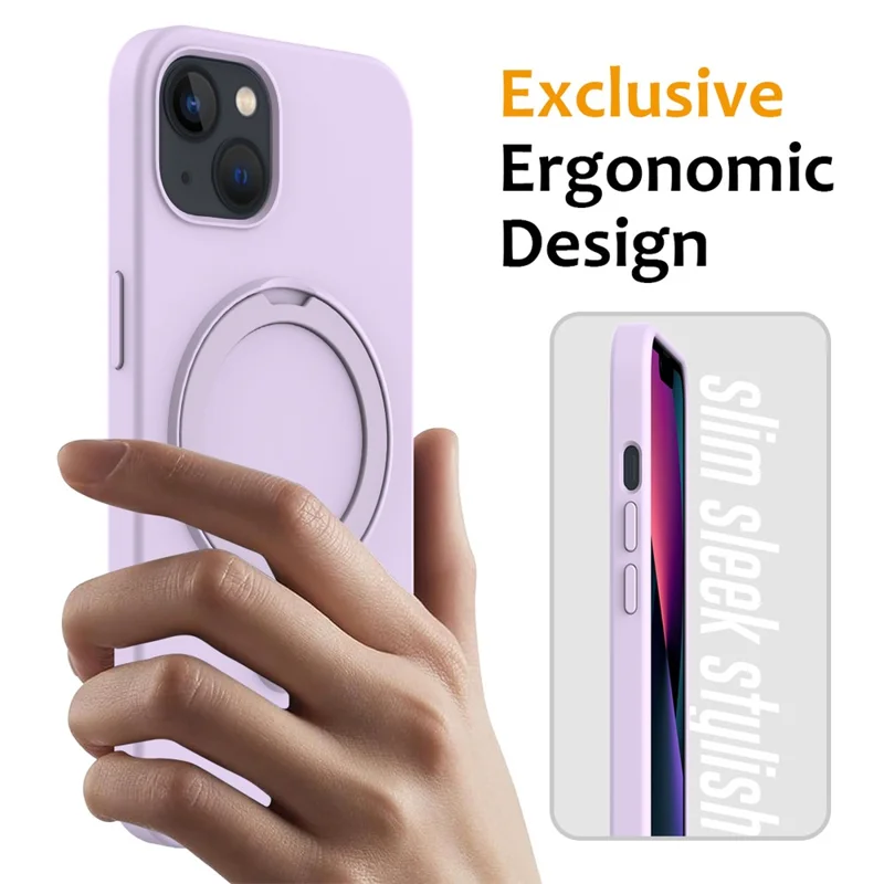 Pour la coque magnétique iPhone 14 avec support de bague et support - Violet