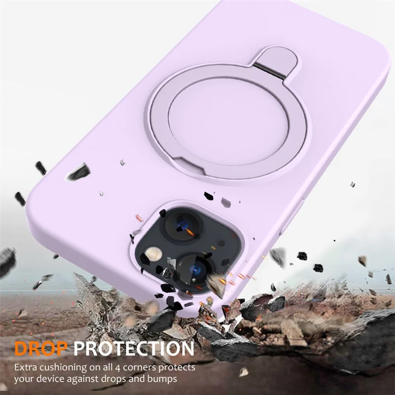 Pour la coque magnétique iPhone 14 avec support de bague et support - Violet