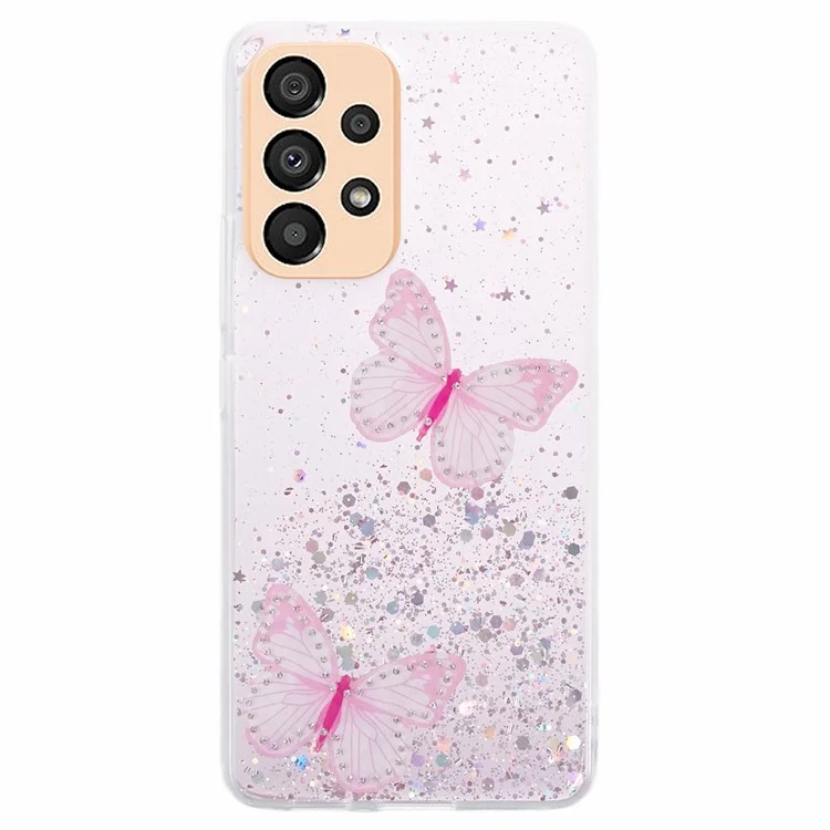 AW Series For Samsung Galaxy A53 5G Cell Phone Case TPU+PVC Shockproof Cover with Big Rear Lens Hole - Pink