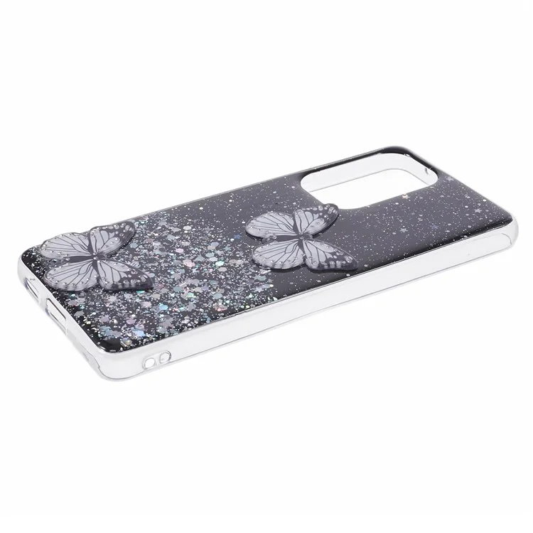 Série AW para Samsung Galaxy A32 4G (Versão EU) Capa de Telefone Sparkle Epoxy TPU+PVC com Buraco Grande na Lente Traseira - Preto