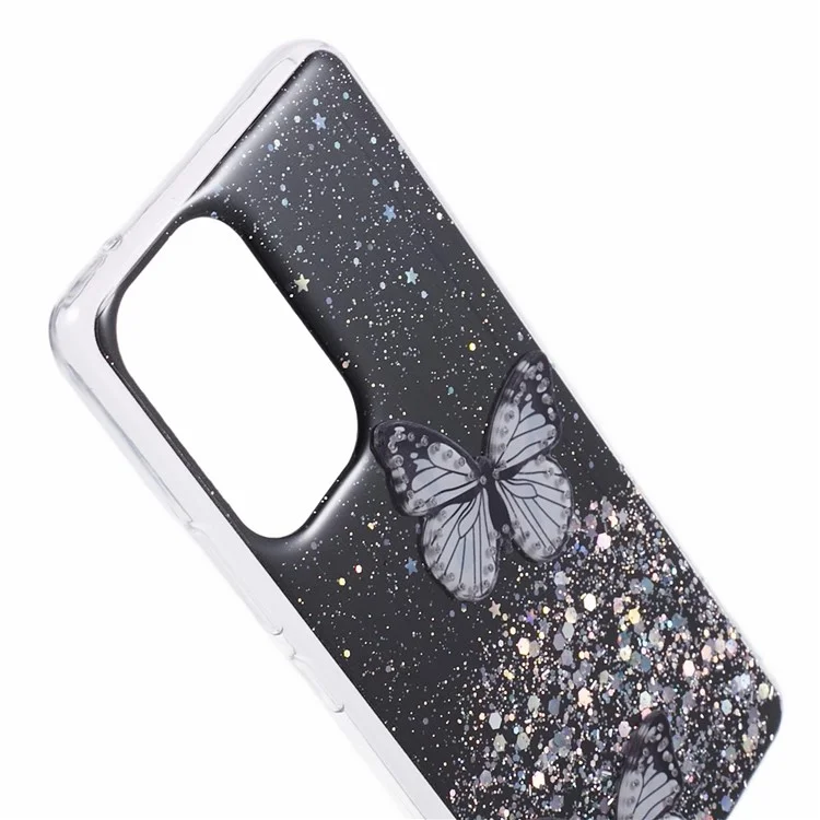 Série AW para Samsung Galaxy A32 4G (Versão EU) Capa de Telefone Sparkle Epoxy TPU+PVC com Buraco Grande na Lente Traseira - Preto
