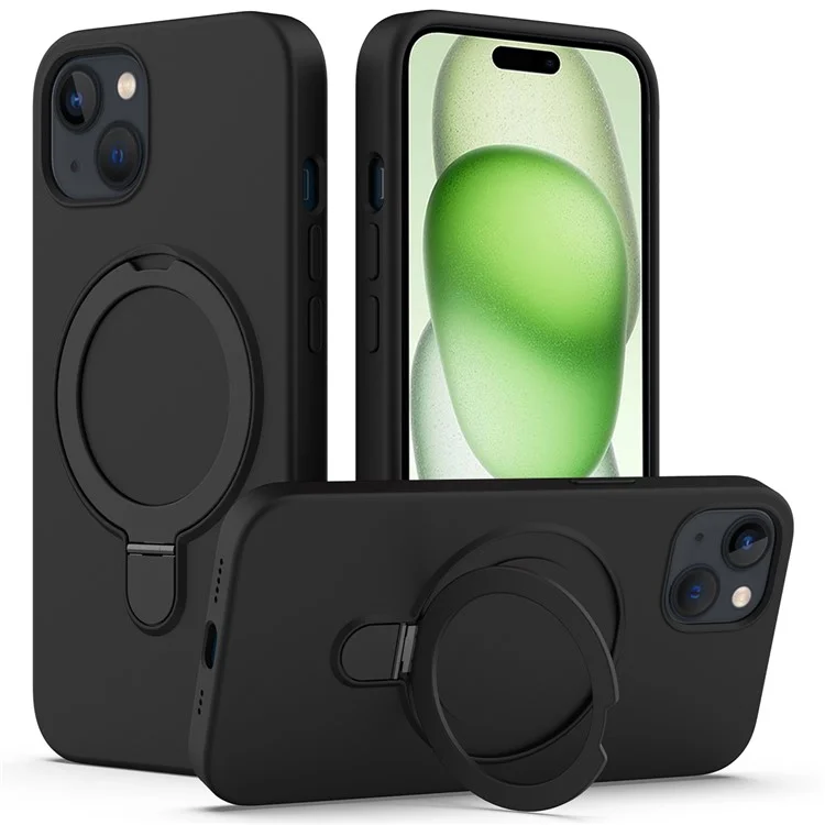 For iPhone 15 Plus Magnetic Case Compatible with MagSafe Phone Kickstand Cover - Black
