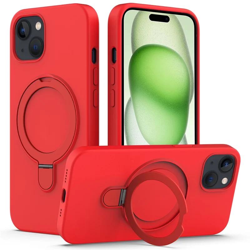 For iPhone 15 Plus Magnetic Case Compatible with MagSafe Phone Kickstand Cover - Red