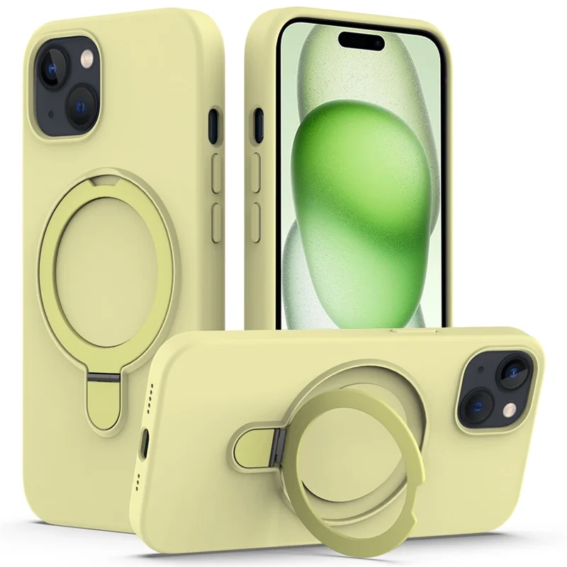For iPhone 15 Plus Magnetic Case Compatible with MagSafe Phone Kickstand Cover - Yellow