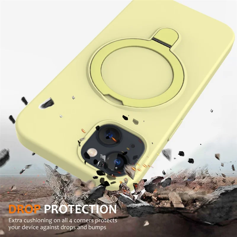 For iPhone 15 Plus Magnetic Case Compatible with MagSafe Phone Kickstand Cover - Yellow