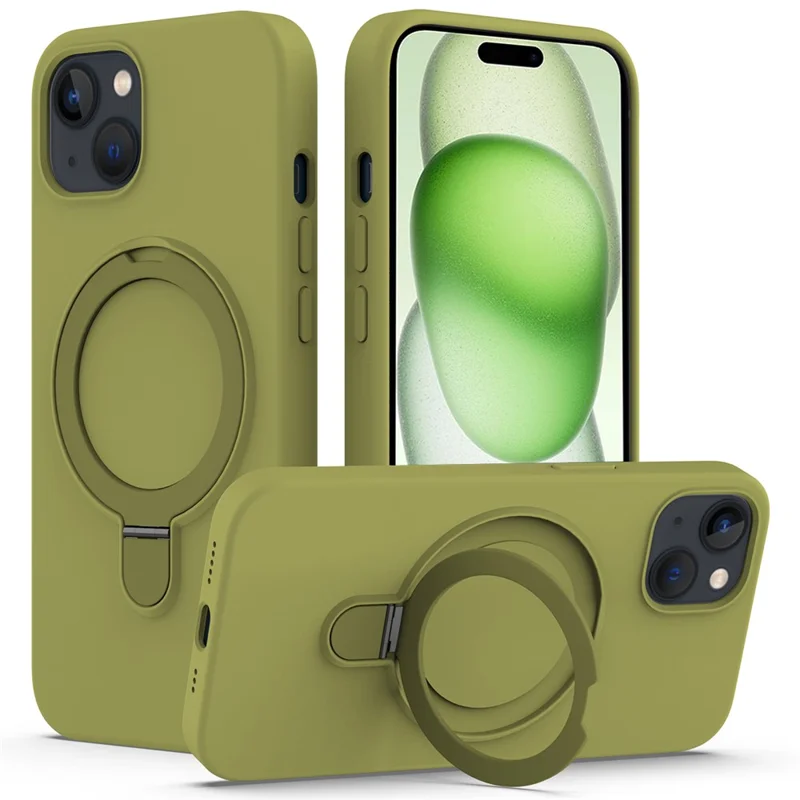For iPhone 15 Plus Magnetic Case Compatible with MagSafe Phone Kickstand Cover - Green
