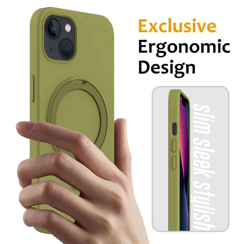 For iPhone 15 Plus Magnetic Case Compatible with MagSafe Phone Kickstand Cover - Green
