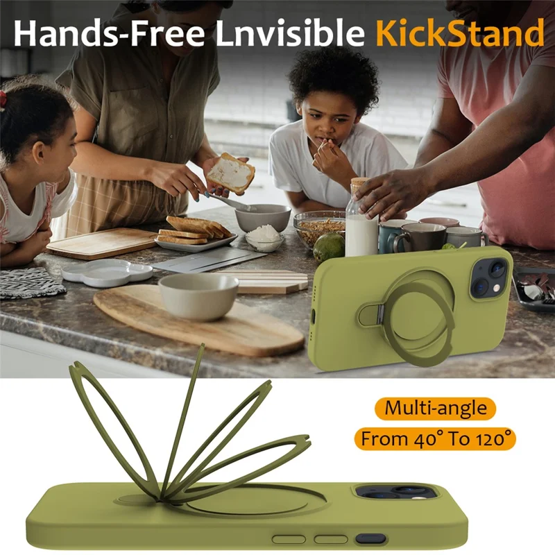 For iPhone 15 Plus Magnetic Case Compatible with MagSafe Phone Kickstand Cover - Green