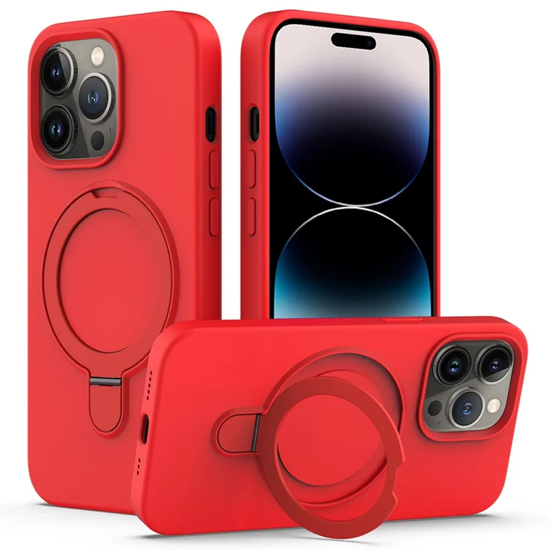 Für iPhone 14 Pro Max Kickstand-Hülle PC + Silikon-Hülle kompatibel mit MagSafe - Rot