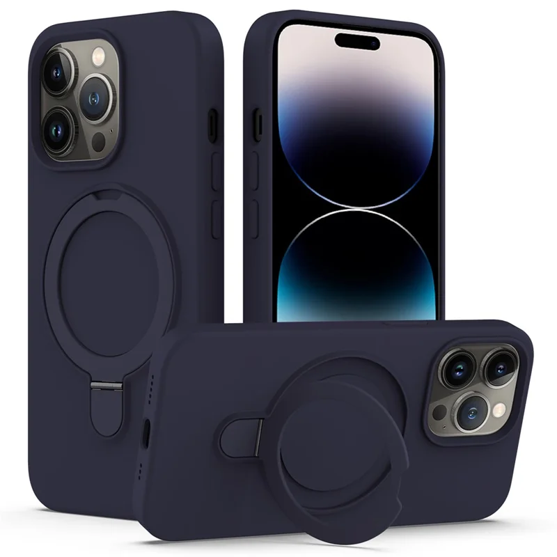 For iPhone 14 Pro Max Kickstand Case PC + Silicone Cover Compatible with MagSafe - Midnight Blue