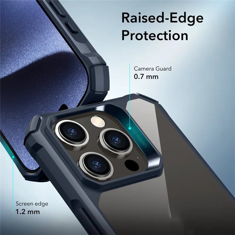 ESR Air Armor Series For iPhone 15 Pro Max Case TPU+Acrylic Scratch-resistant Cell Phone Cover - Clear Dark Blue