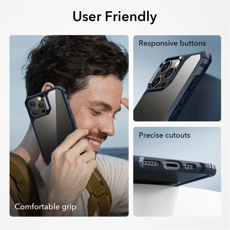 ESR Air Armor Series For iPhone 15 Pro Max Case TPU+Acrylic Scratch-resistant Cell Phone Cover - Clear Dark Blue