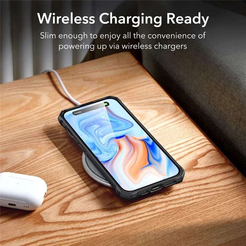 ESR Air Armor Series For iPhone 15 Case TPU+Acrylic Drop-resistant Phone Back Shell - Frosted Black