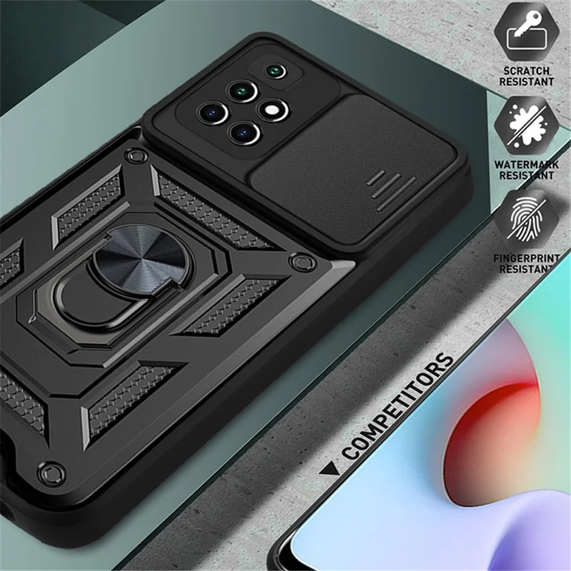 For Xiaomi Redmi Note 11 4G (MediaTek) / Redmi 10 4G (2021) / Redmi 10 2022 4G Case Kickstand Phone Cover - Red