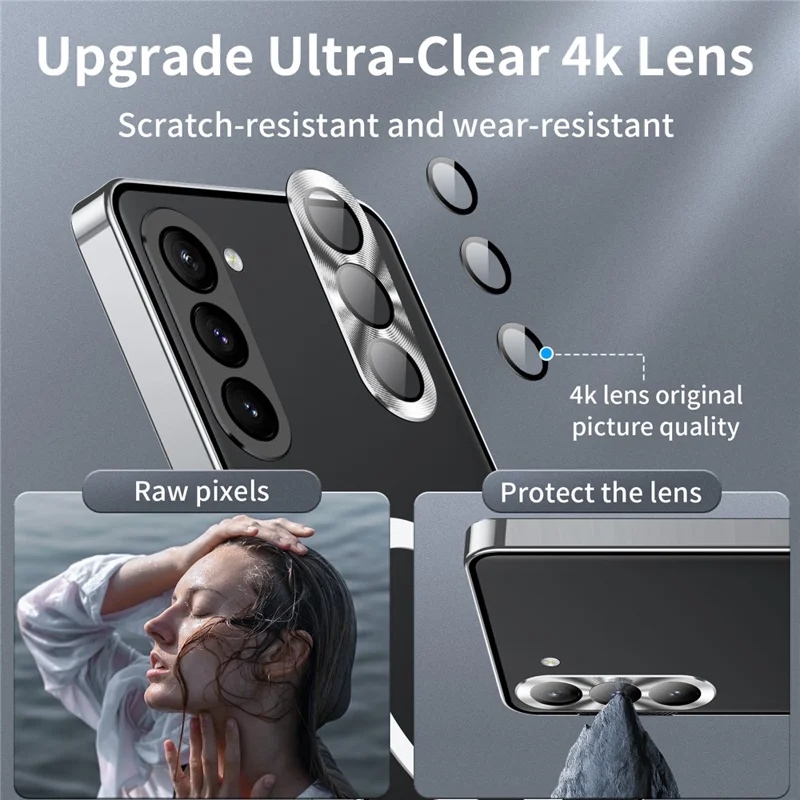For Samsung Galaxy S24+ Matte Phone Case Lens Protection Metal Frame Magnetic Cover - Silver