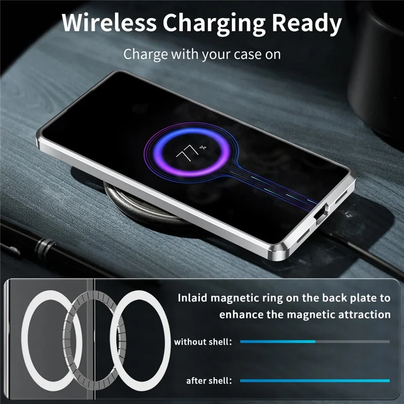 For Samsung Galaxy S24+ Matte Phone Case Lens Protection Metal Frame Magnetic Cover - Silver