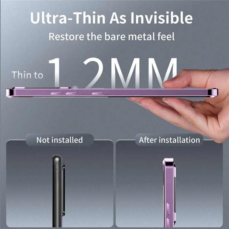 For Samsung Galaxy S24 Ultra Magnetic Case Metal Frame Leather+PC Matte Cover - Purple