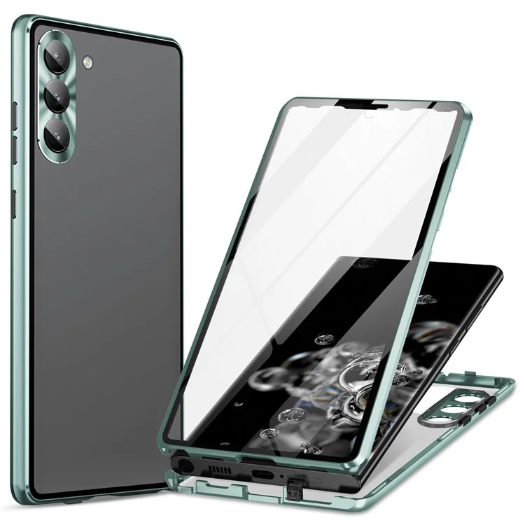 Para Samsung Galaxy S24+ Case HD Clear Double Sides Tempered Glass Back Phone Cover - Verde