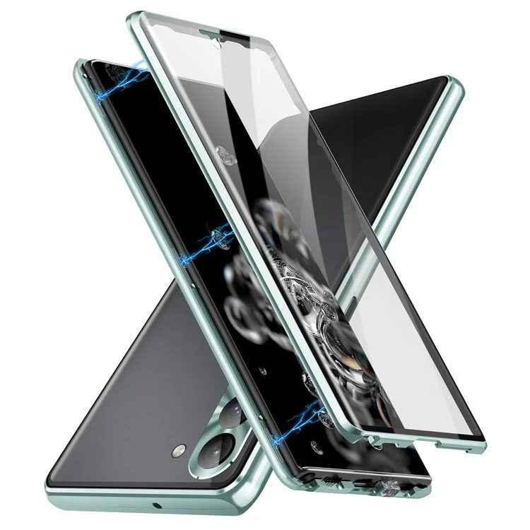 Para Samsung Galaxy S24+ Case HD Clear Double Sides Tempered Glass Back Phone Cover - Verde